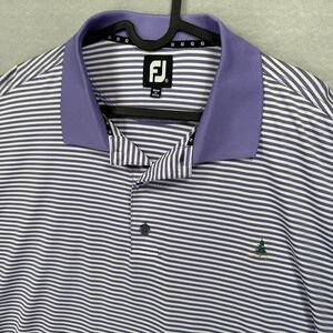 Foot Joy Polo Shirt Mens XL Purple White Striped Performance Pine Tree Logo FJ